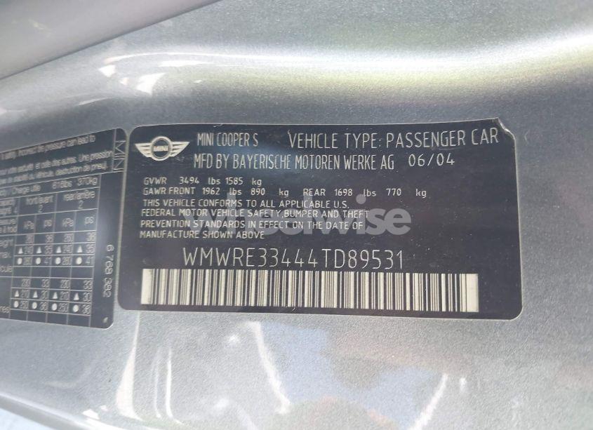Photo 9 of 2004 Mini Cooper S (VIN WMWRE33444TD89531)