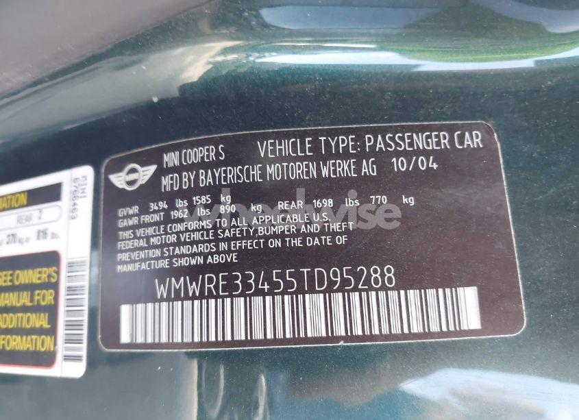 Photo 9 of 2005 Mini Cooper S (VIN WMWRE33455TD95288)