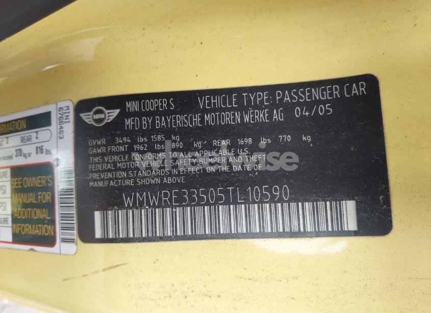 Photo 9 of 2005 Mini Cooper S (VIN WMWRE33505TL10590)