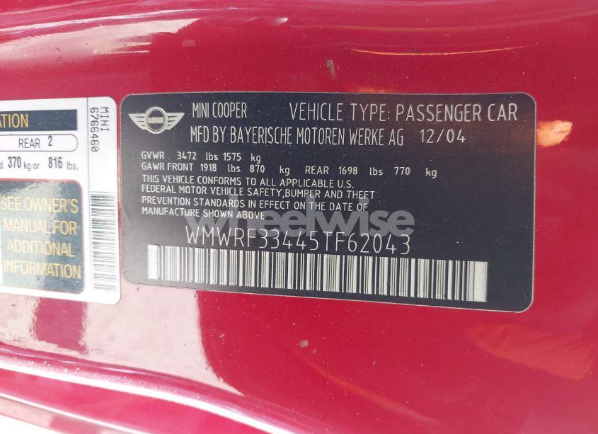 Photo 9 of 2005 Mini Cooper (VIN WMWRF33445TF62043)