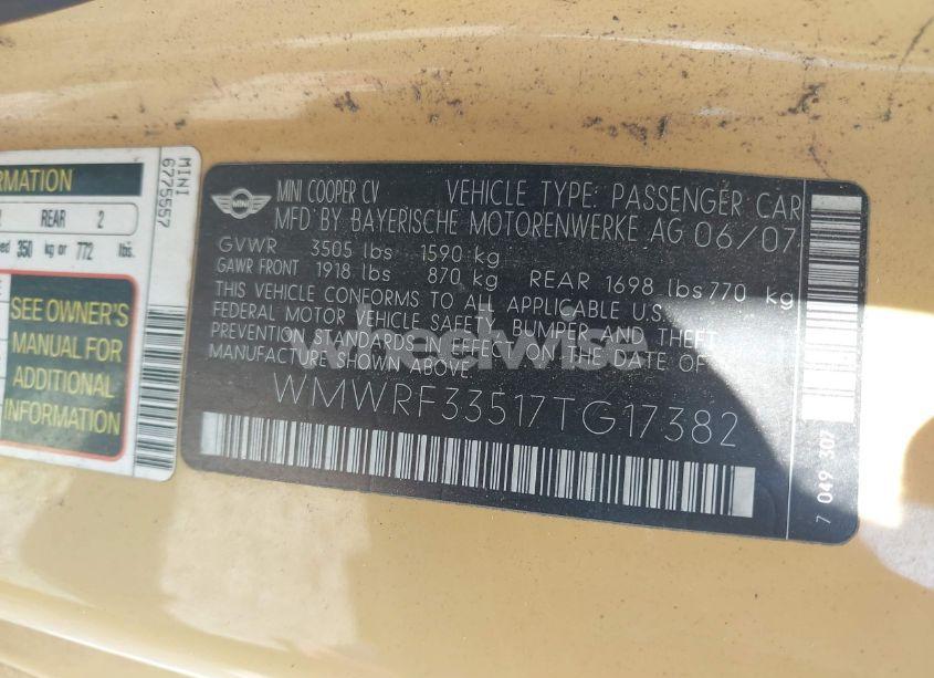 Photo 9 of 2007 Mini Cooper N/A (VIN WMWRF33517TG17382)