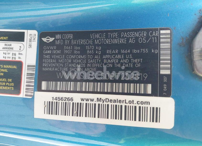 Photo 9 of 2011 Mini Cooper (VIN WMWSU3C50BT252819)
