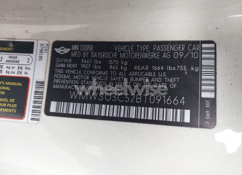 Photo 9 of 2011 Mini Cooper (VIN WMWSU3C52BT091664)