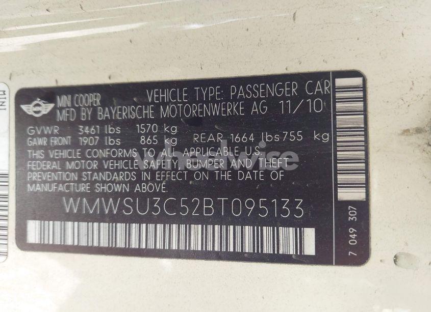 Photo 9 of 2011 Mini Cooper (VIN WMWSU3C52BT095133)