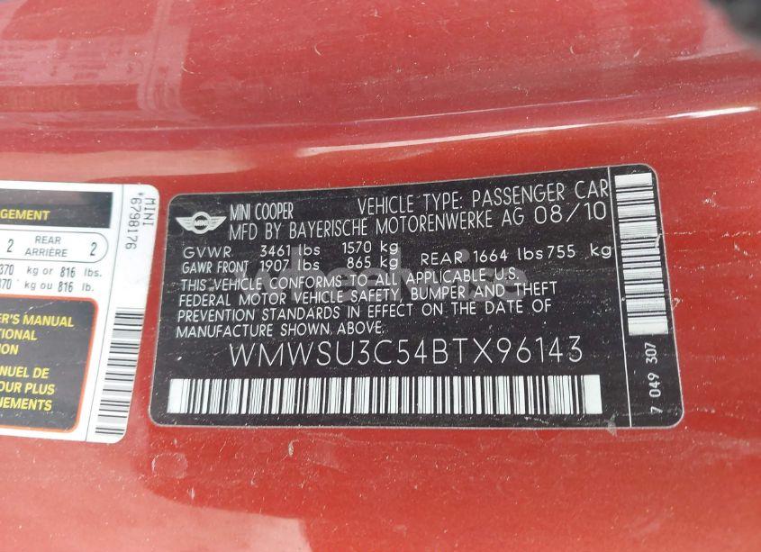 Photo 9 of 2011 Mini Cooper (VIN WMWSU3C54BTX96143)