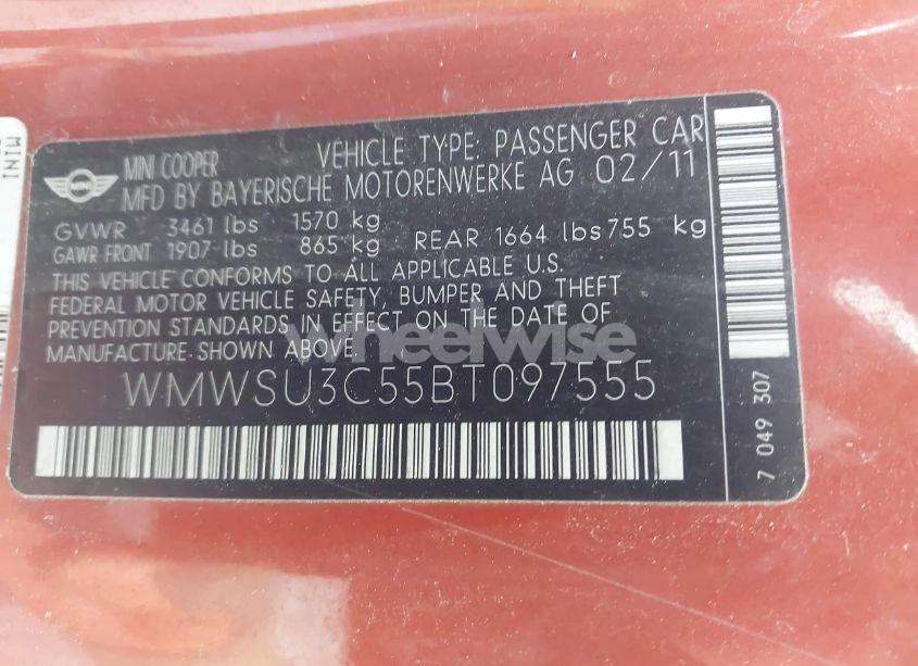 Photo 9 of 2011 Mini Cooper (VIN WMWSU3C55BT097555)