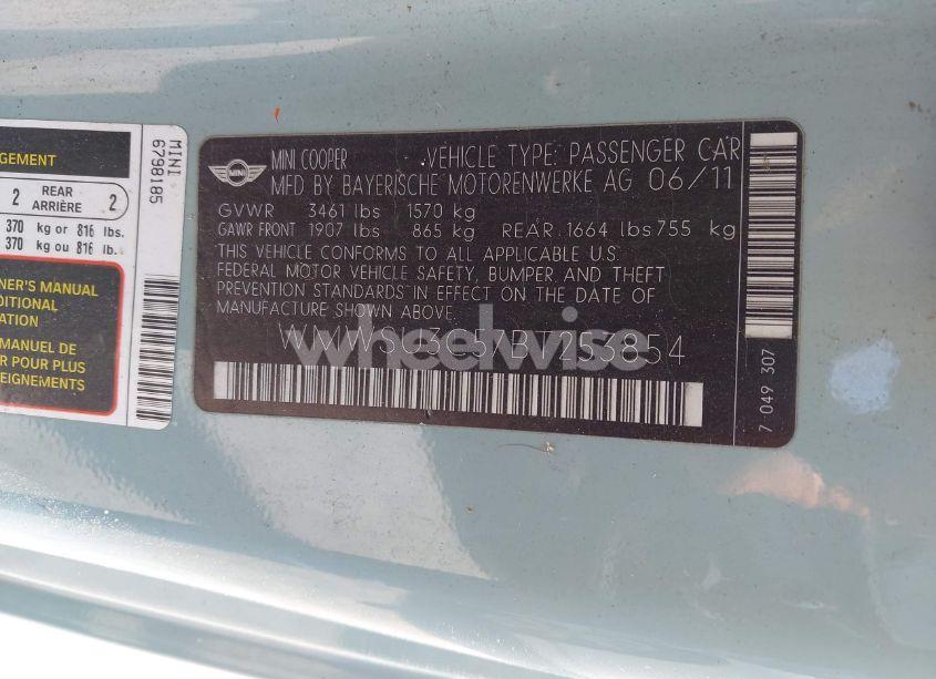 Photo 9 of 2011 Mini Cooper (VIN WMWSU3C57BT253854)