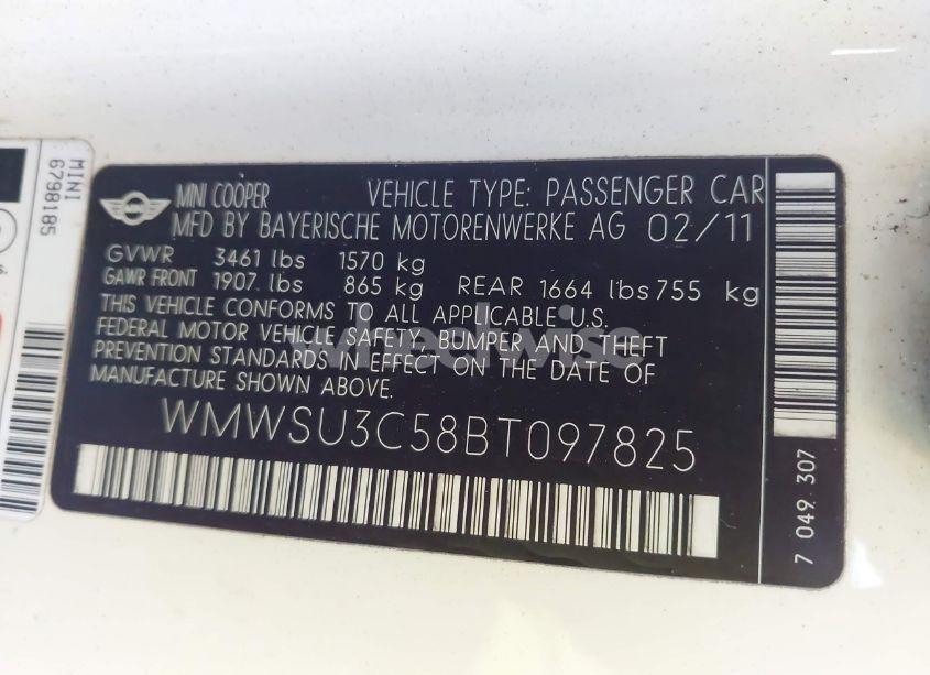 Photo 9 of 2011 Mini Cooper (VIN WMWSU3C58BT097825)