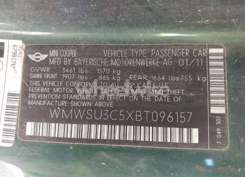 Photo 9 of 2011 Mini Cooper (VIN WMWSU3C5XBT096157)