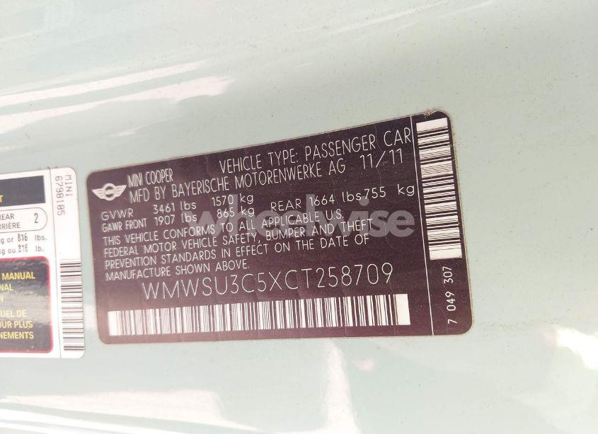 Photo 9 of 2012 Mini Cooper N/A (VIN WMWSU3C5XCT258709)