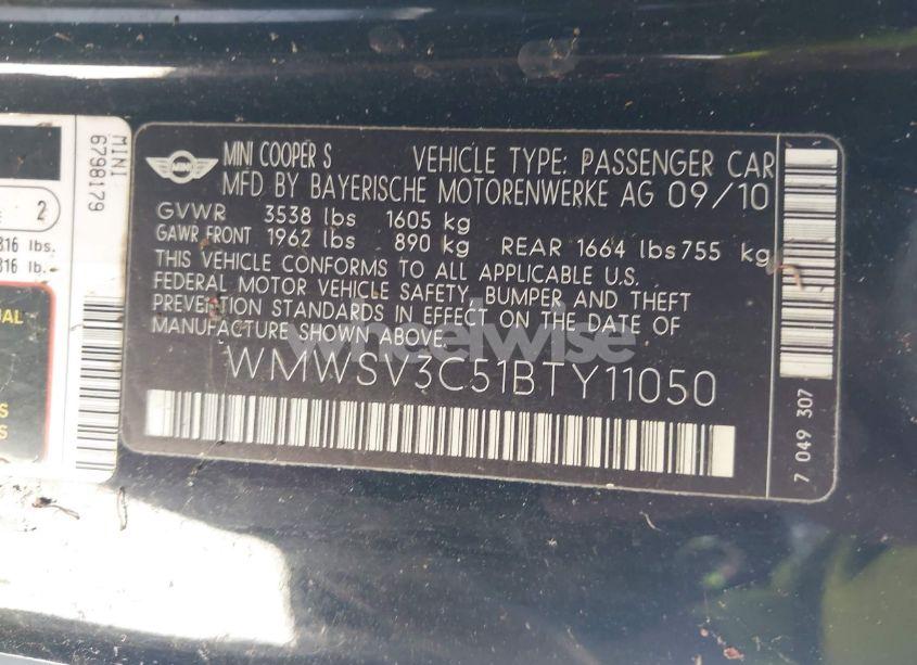 Photo 9 of 2011 Mini Cooper S (VIN WMWSV3C51BTY11050)
