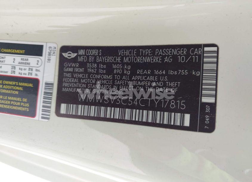 Photo 9 of 2012 Mini Cooper S (VIN WMWSV3C54CTY17815)