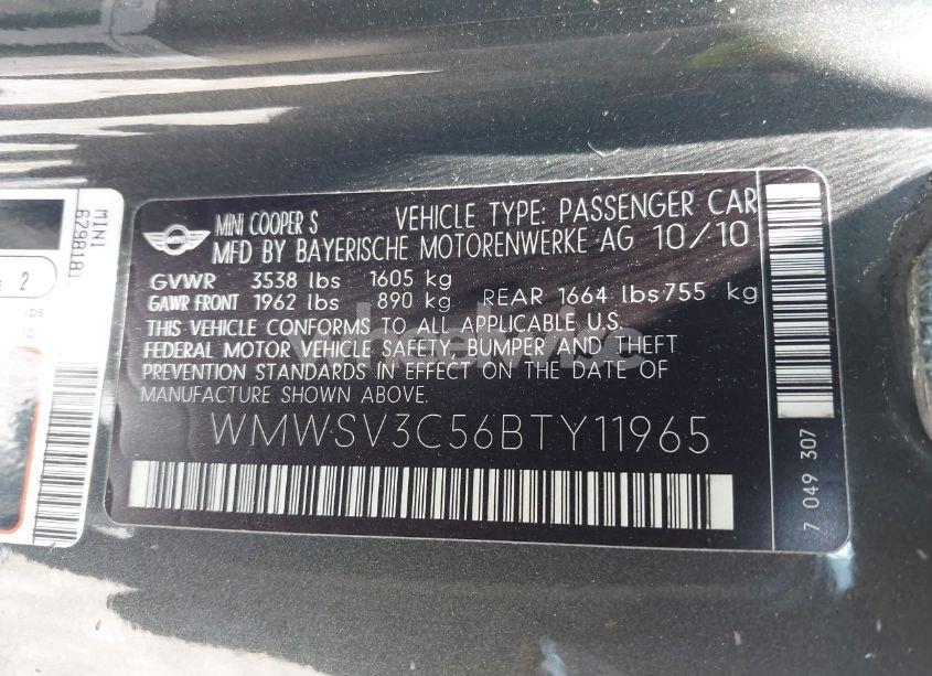Photo 9 of 2011 Mini Cooper S (VIN WMWSV3C56BTY11965)