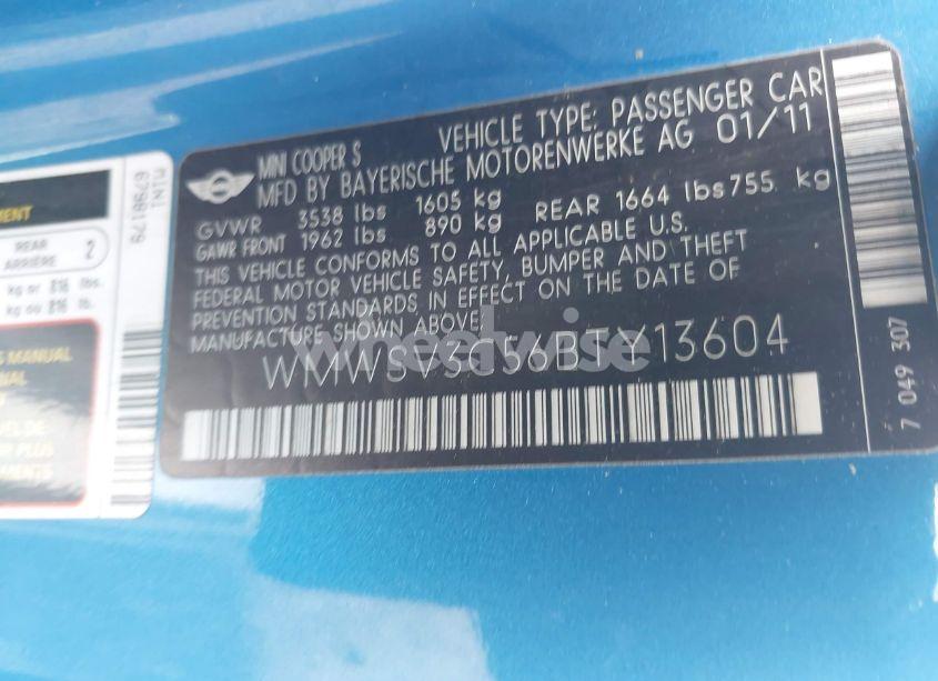Photo 9 of 2011 Mini Cooper S (VIN WMWSV3C56BTY13604)