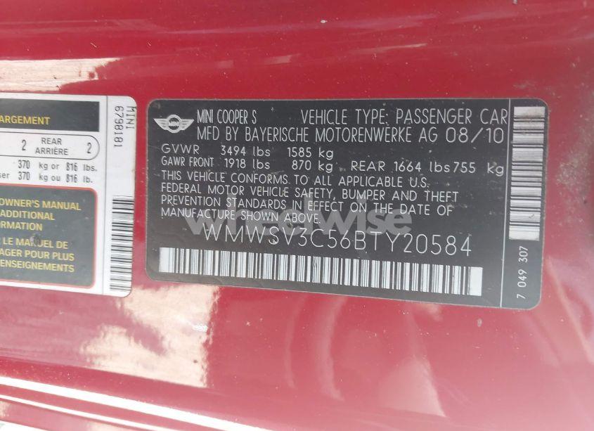 Photo 9 of 2011 Mini Cooper S (VIN WMWSV3C56BTY20584)
