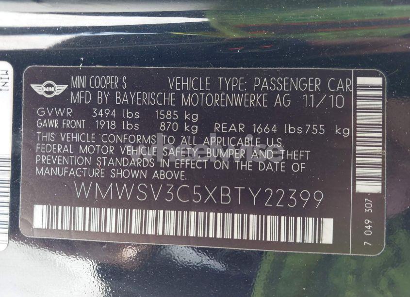 Photo 9 of 2011 Mini Cooper (VIN WMWSV3C5XBTY22399)