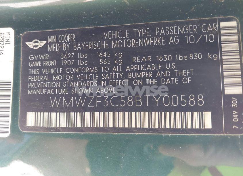 Photo 9 of 2011 Mini Cooper CLUBMAN (VIN WMWZF3C58BTY00588)