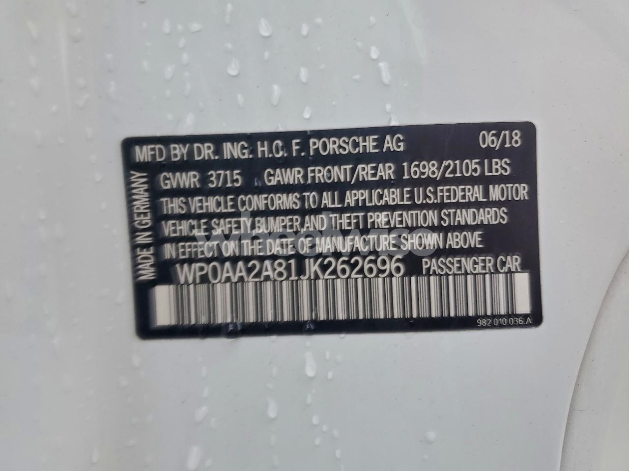 Photo 12 of 2018 PORSCHE CAYMAN (VIN WP0AA2A81JK262696)