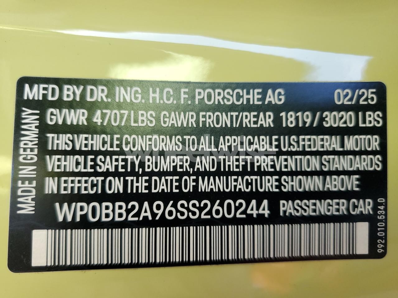Photo 12 of 2025 PORSCHE 911 TARGA 4 GTS (VIN WP0BB2A96SS260244)