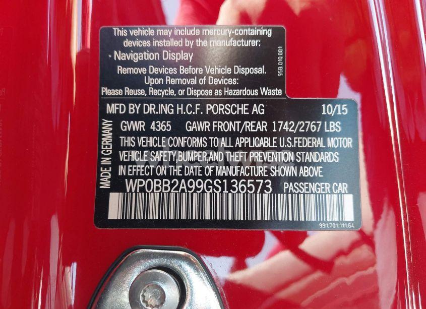 Photo 9 of 2016 Porsche 911 TARGA 4 GTS (VIN WP0BB2A99GS136573)