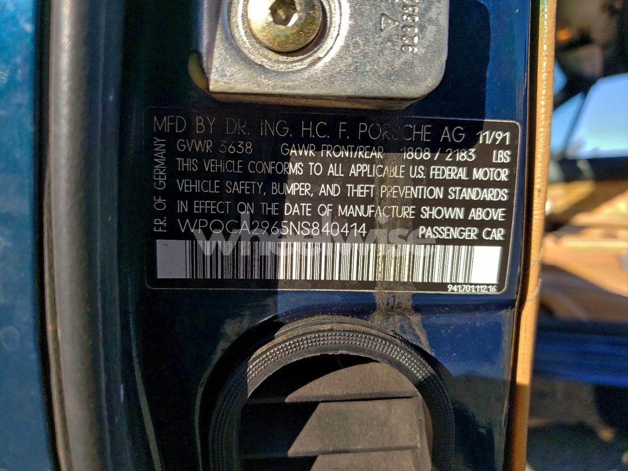 Photo 12 of 1992 PORSCHE 968 (VIN WP0CA2965NS840414)