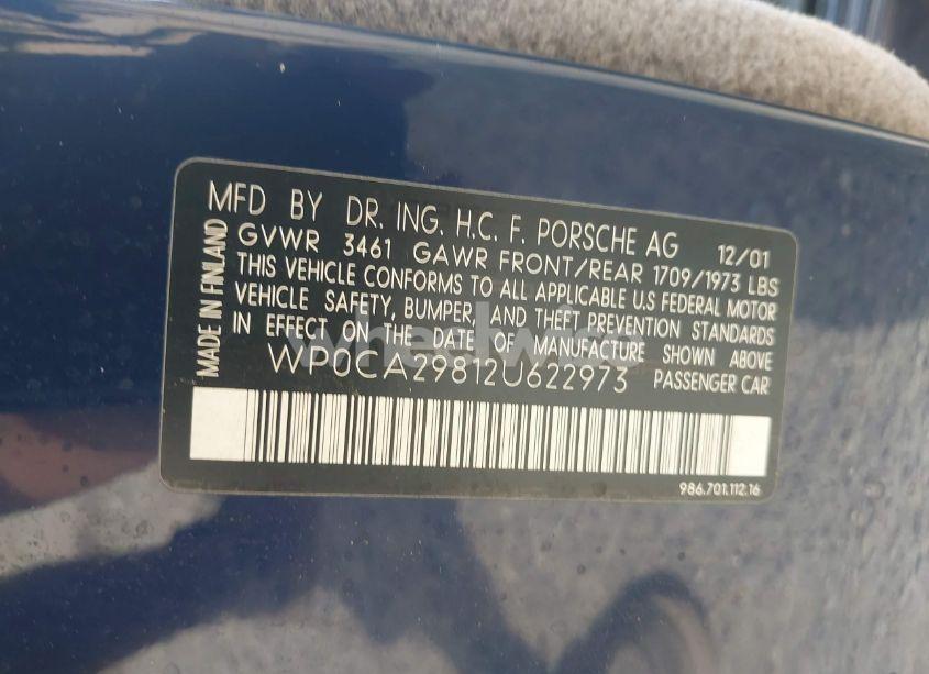 Photo 9 of 2002 Porsche Boxster (VIN WP0CA29812U622973)