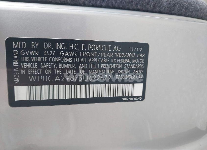 Photo 9 of 2003 Porsche Boxster (VIN WP0CA29873U622672)