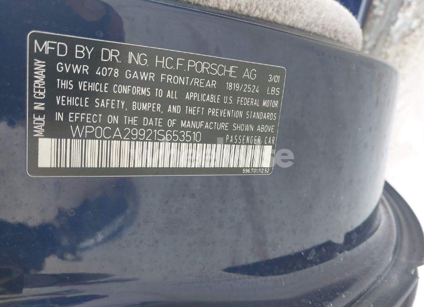 Photo 9 of 2001 Porsche 911 CARRERA/CARRERA 4 (VIN WP0CA29921S653510)