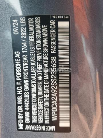 Photo 12 of 2025 PORSCHE 911 CARRERA (VIN WP0CA2A92SS235638)