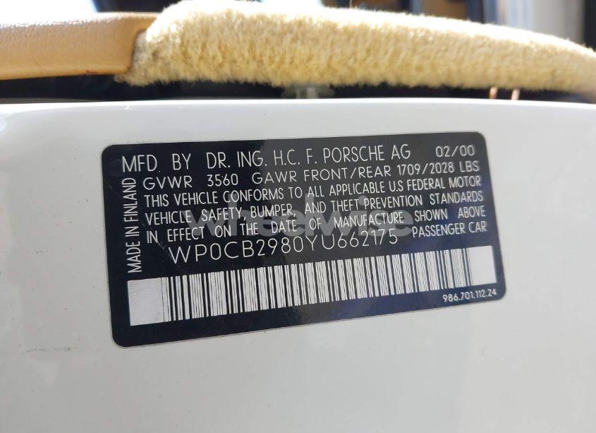 Photo 9 of 2000 Porsche Boxster S (VIN WP0CB2980YU662175)