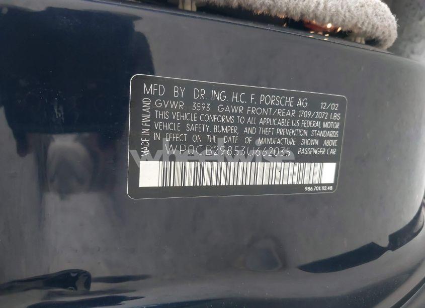 Photo 9 of 2003 Porsche Boxster S (VIN WP0CB29853U662035)