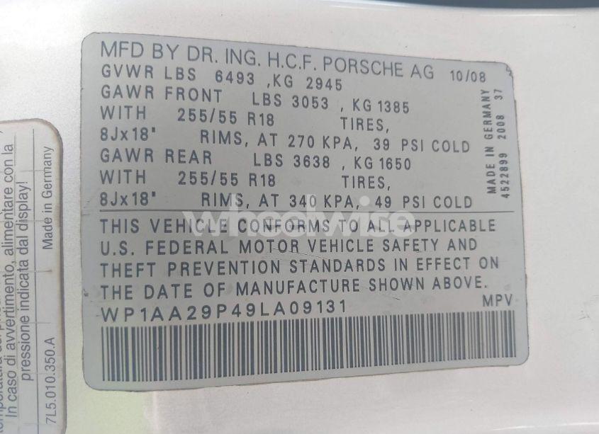 Photo 9 of 2009 Porsche Cayenne N/A (VIN WP1AA29P49LA09131)