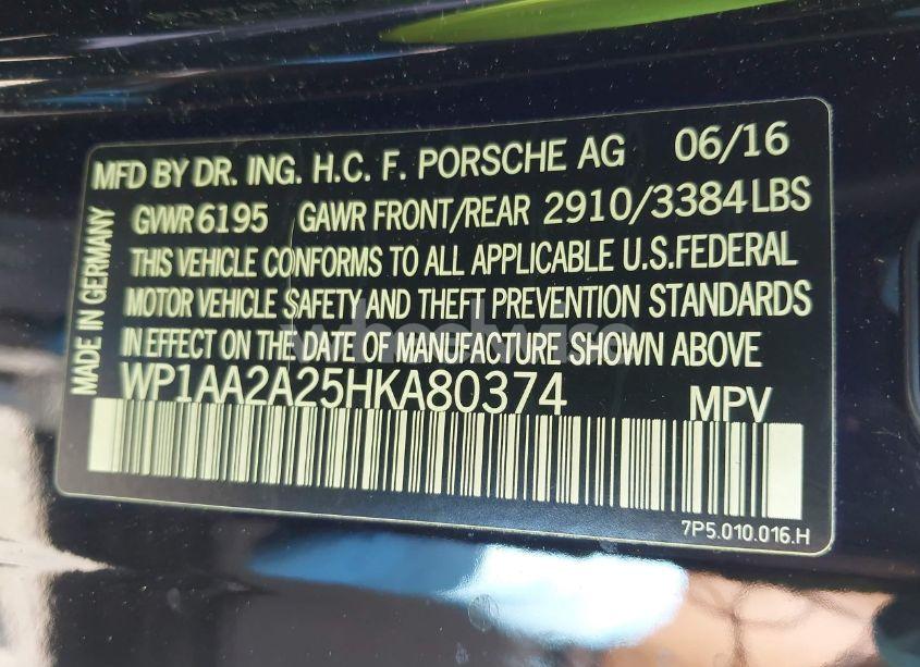 Photo 9 of 2017 Porsche Cayenne PLATINUM EDITION (VIN WP1AA2A25HKA80374)