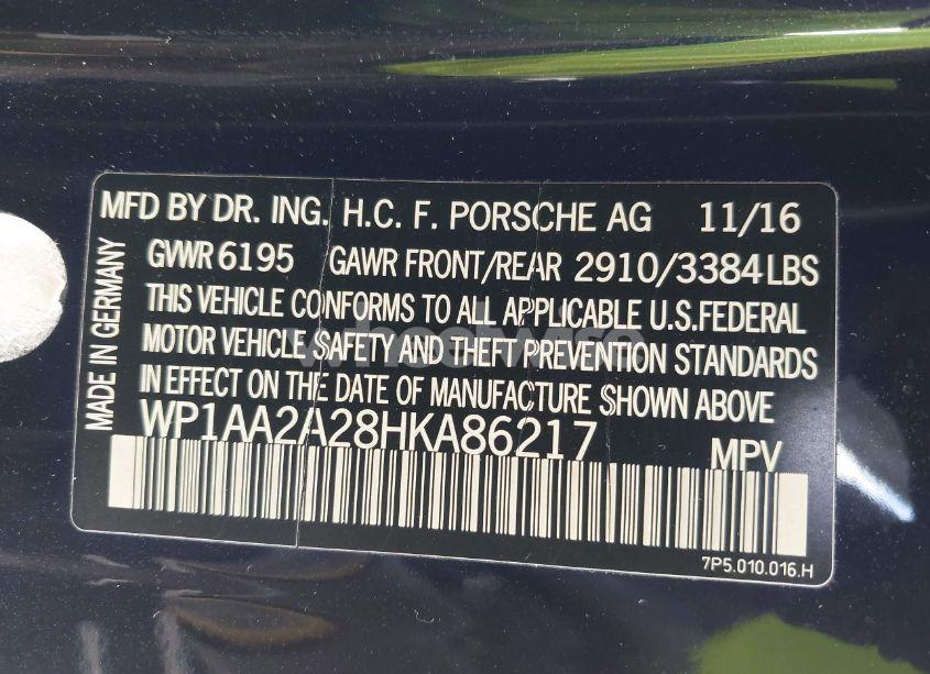 Photo 9 of 2017 Porsche Cayenne PLATINUM EDITION (VIN WP1AA2A28HKA86217)