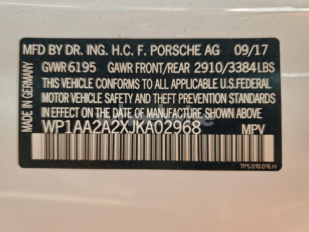 Photo 14 of 2018 PORSCHE CAYENNE (VIN WP1AA2A2XJKA02968)