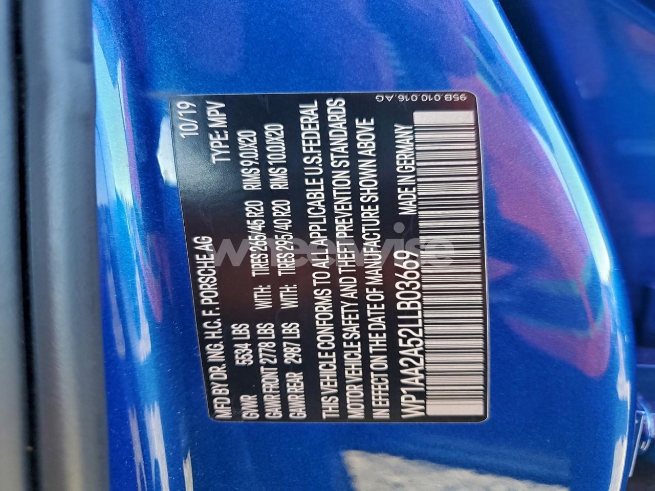 Photo 13 of 2020 PORSCHE MACAN (VIN WP1AA2A52LLB03669)