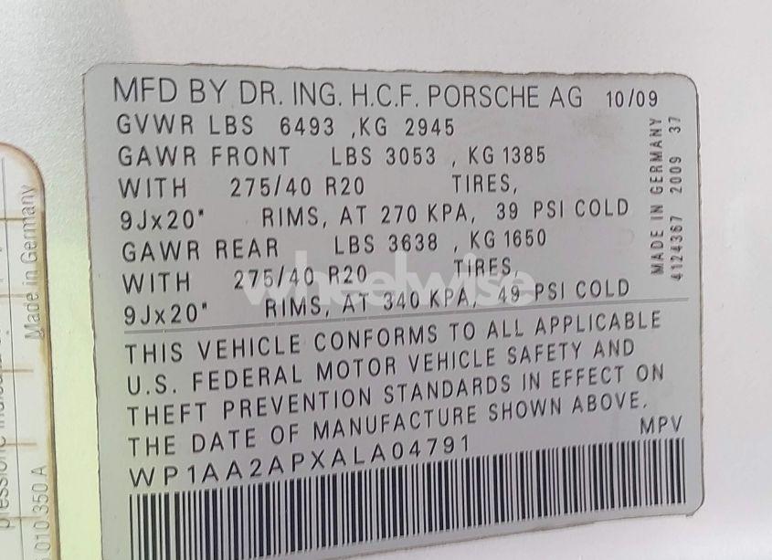 Photo 9 of 2010 Porsche Cayenne N/A (VIN WP1AA2APXALA04791)