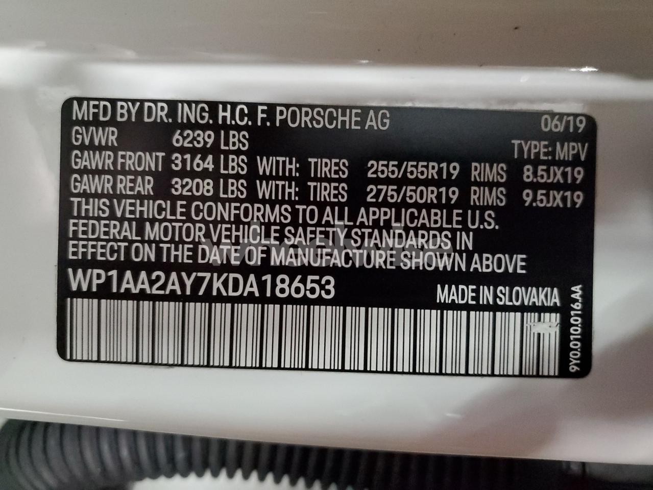 Photo 13 of 2019 PORSCHE CAYENNE (VIN WP1AA2AY7KDA18653)