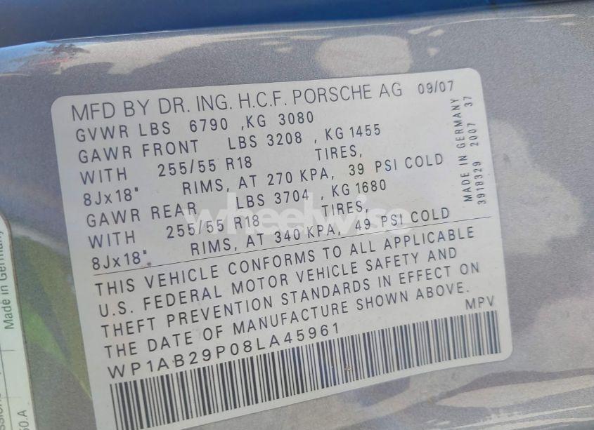 Photo 9 of 2008 Porsche Cayenne S (VIN WP1AB29P08LA45961)