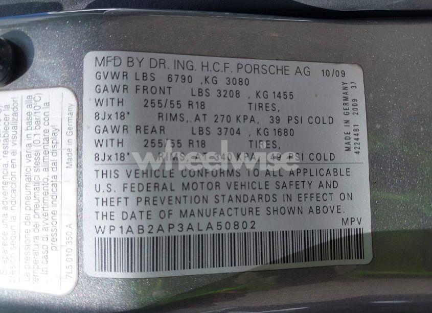 Photo 9 of 2010 Porsche Cayenne S (VIN WP1AB2AP3ALA50802)