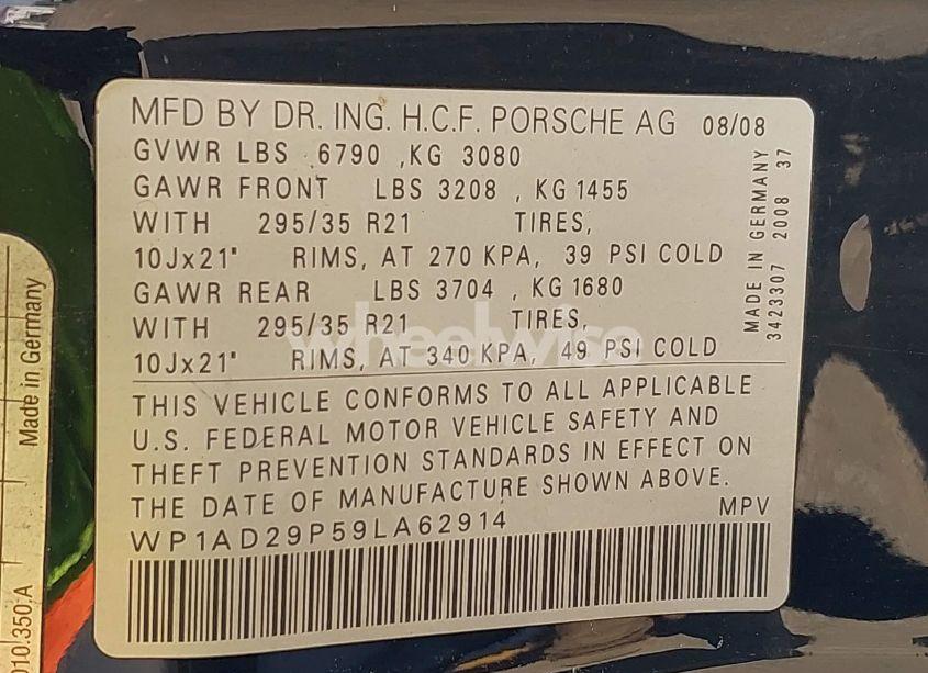 Photo 9 of 2009 Porsche Cayenne GTS (VIN WP1AD29P59LA62914)