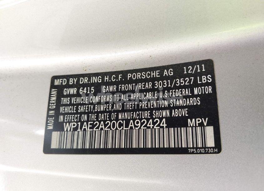 Photo 9 of 2012 Porsche Cayenne HYBRID S (VIN WP1AE2A20CLA92424)