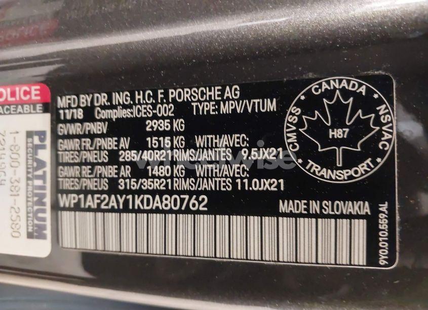 Photo 9 of 2019 Porsche Cayenne TURBO (VIN WP1AF2AY1KDA80762)