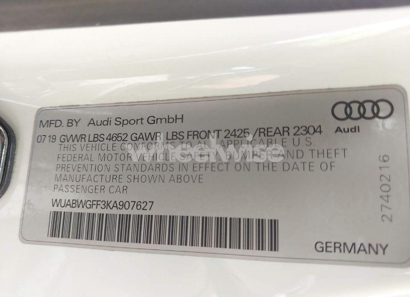 Photo 9 of 2019 Audi Rs 3 2.5T (VIN WUABWGFF3KA907627)