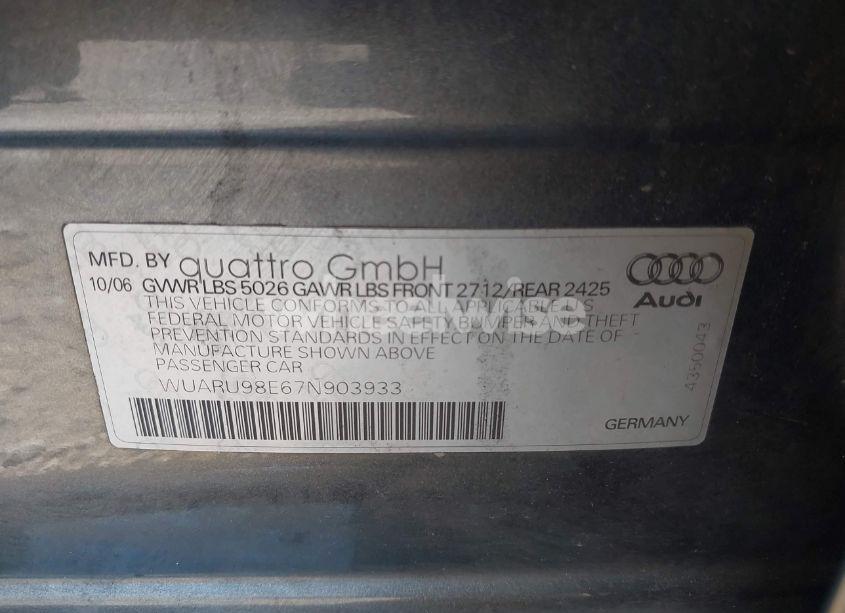 Photo 9 of 2007 Audi Rs 4 4.2L (VIN WUARU98E67N903933)