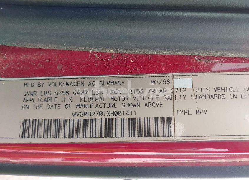 Photo 9 of 1999 Volkswagen Eurovan MV (VIN WV2MH2701XH001411)