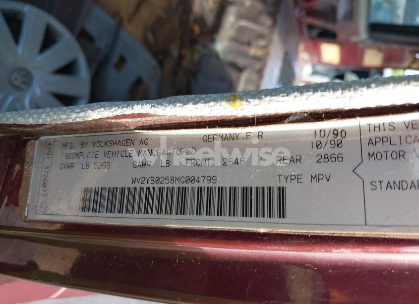 Photo 9 of 1991 Volkswagen Vanagon BUS (VIN WV2YB0258MG004799)