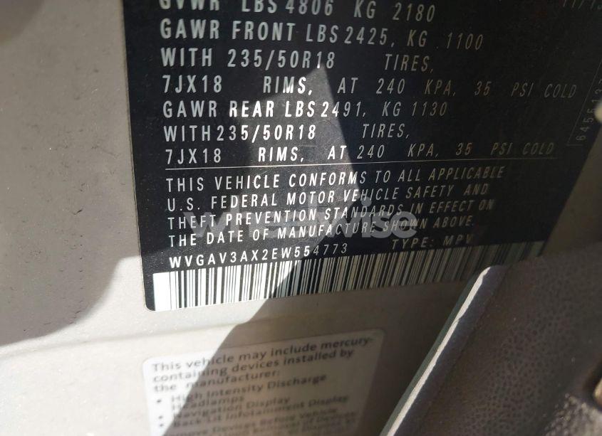 Photo 9 of 2014 Volkswagen Tiguan SEL (VIN WVGAV3AX2EW554773)