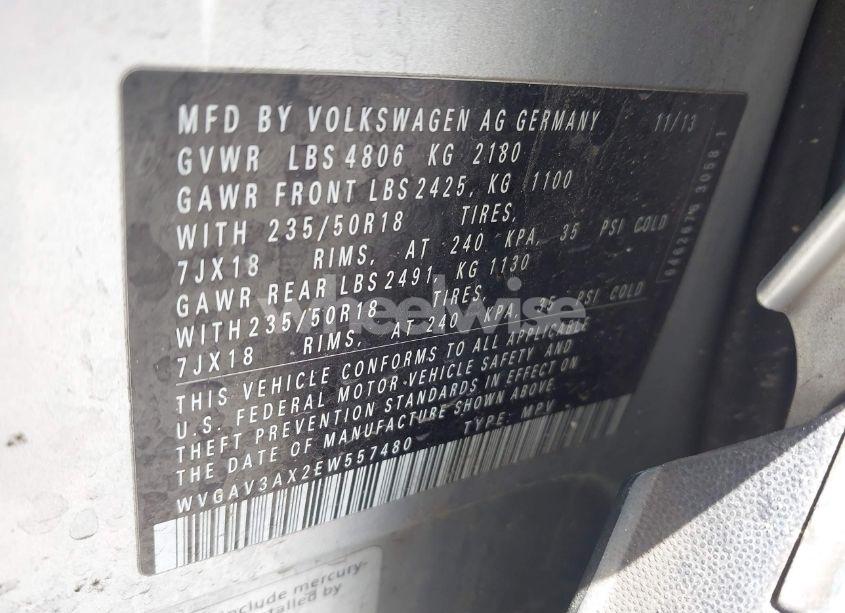 Photo 9 of 2014 Volkswagen Tiguan SEL (VIN WVGAV3AX2EW557480)