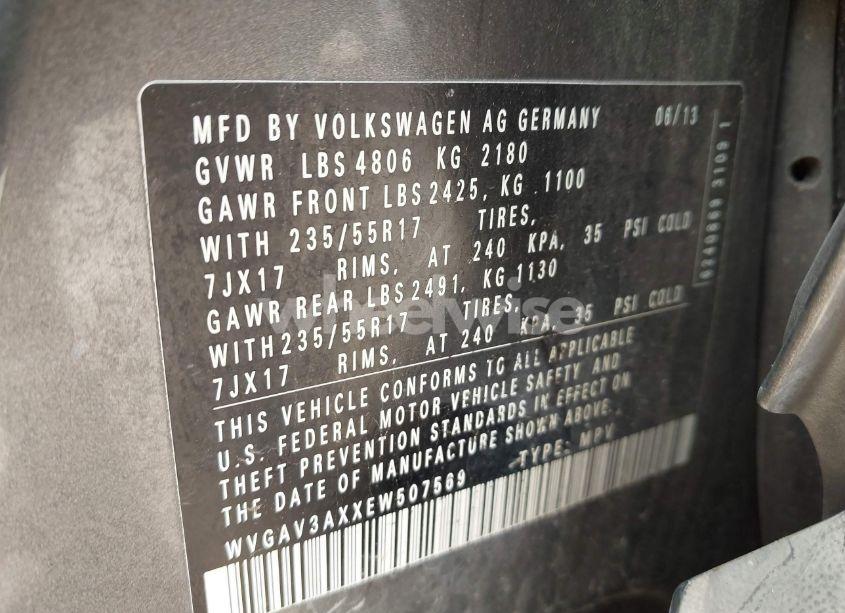 Photo 9 of 2014 Volkswagen Tiguan SE (VIN WVGAV3AXXEW507569)